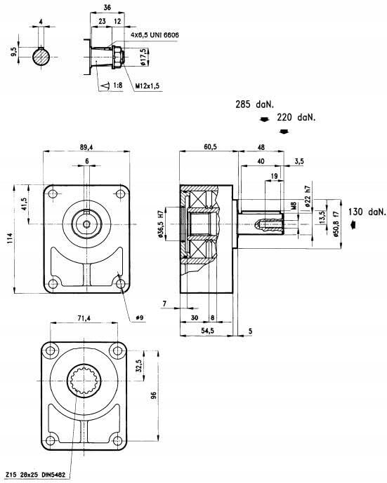Vorsatzlager für hydraulikpumpe oder zahnradmotoren BG2