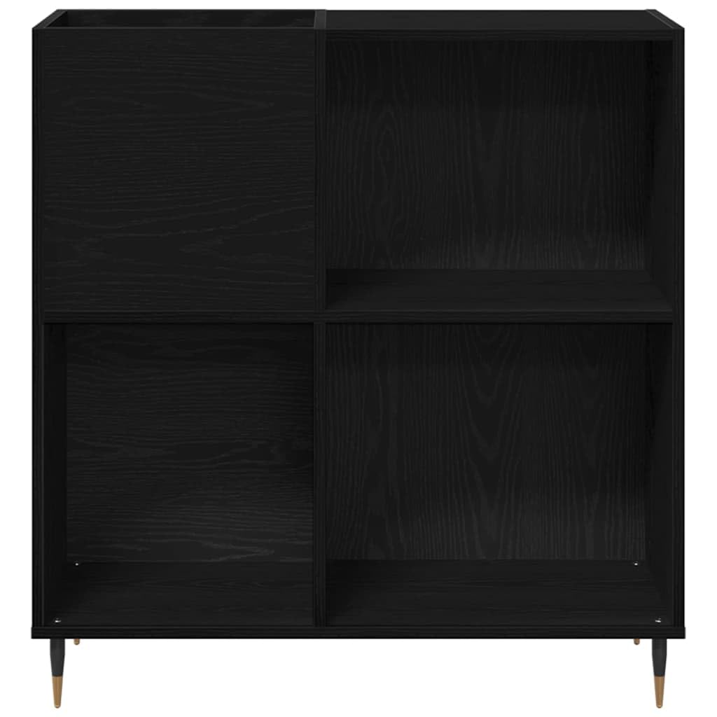Armario para discos de vinilo con aspecto de roble negro, 85 x 38 x 89 cm, con 4 estantes para salón, cine en casa, vinilo, CD, DVD y estante HiFi