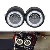 HDBUBALUS Angel Eye Twin Headlight Motorcycle Dominator Double Head Lamp Universal Fit for Street bike Harley Yamaha Kawasaki Suzuki 1 Pair