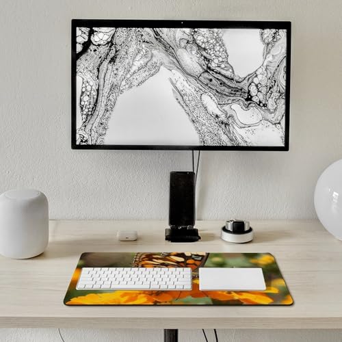 Tapis de souris grand format fleurs et papillons pour bureau à domicile - 7