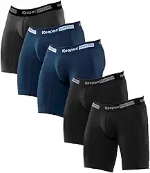 Kit 5 cuecas boxer long leg longa anti assadura esportiva academia corrida treino microfibra Keeper (2 Preto/2 Marinho/1 Chumbo)