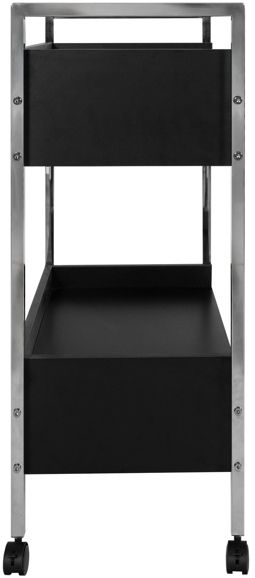 CLP Carrello Multiuso di Lusso I Carrello Multiuso su rotelle I Carrello con Due cassetti e Ripiani, Colore:Nero
