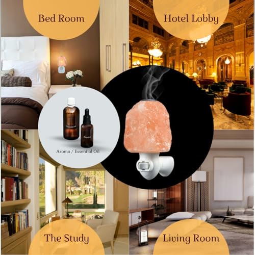 Image of Himalayan Natural Salt Night Lamp with Aroma Lid - Unique Rock Shape for Relaxation & Wellness - Ideal Gift in Beautiful Box!