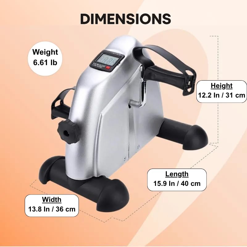 Image of Ciclovida Pedal Exerciser - Under Desk Bike for Arms and Legs, Adjustable Resistance, LCD Display, Physical Therapy & Rehab, Non-Slip Straps, Home & Office