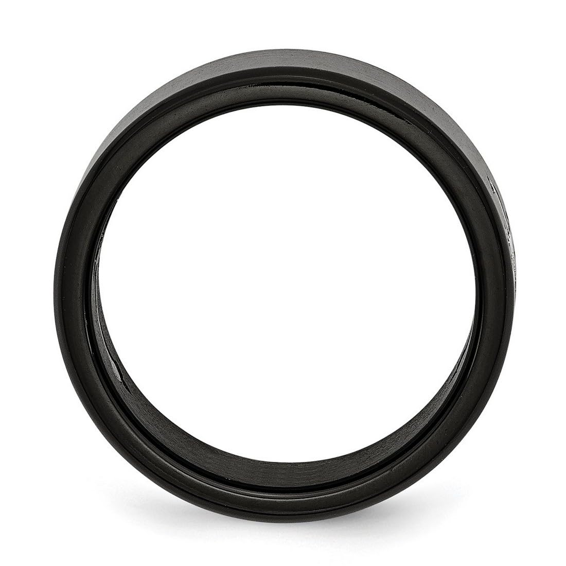 Rostfreier Edelstahl, schwarzplattiert mit Poliert Kreuz Ring – Größe U 1/2