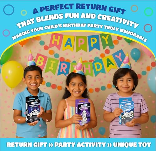 Image of Funvention Fun-Fidget DIY Mechanical Models (Return Gift Pack of 6) - F1 Racer Car & Cruiser Bike - 3D Wooden Puzzle, Build & Play Gear Toy, STEM Activity, Birthday Return Gifts for Kids Age 5+