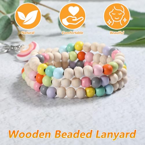 Handykettes Perlen, Handykette Bunt Holzperlen Bunt Holzperlen zum Auffädeln Handyschmuck Lang Mehrfarbige Perlens Handyband mit 2 Kartenhalter Ausweishalter für Die Meisten Smartphones Halsketten