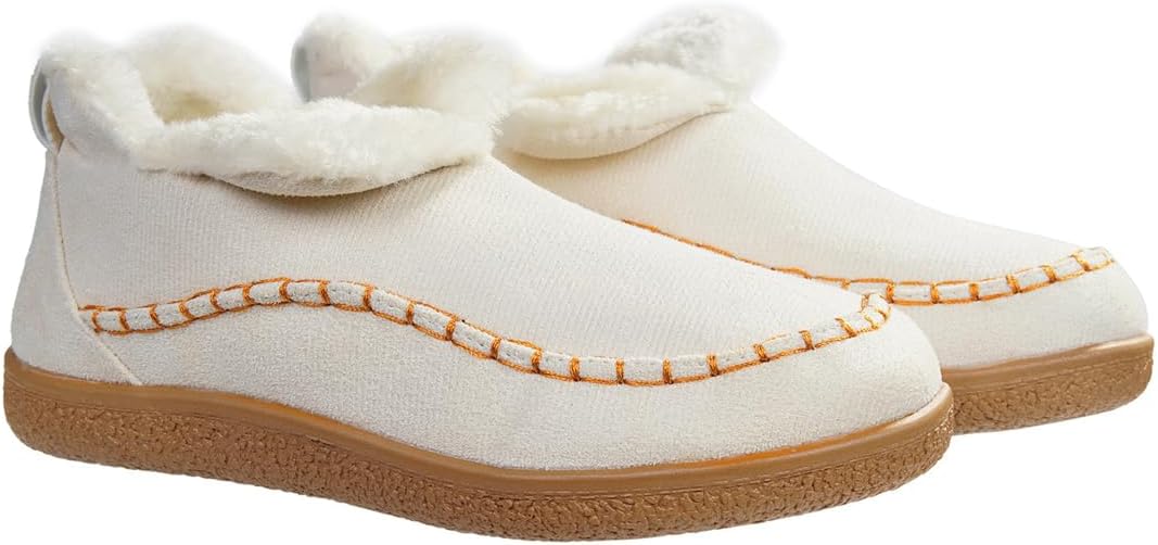 Harssidanzar Womens Winter Bootie Slippers with Rubber Sole Slip on Outdoor Indoor House Shoes CL209US