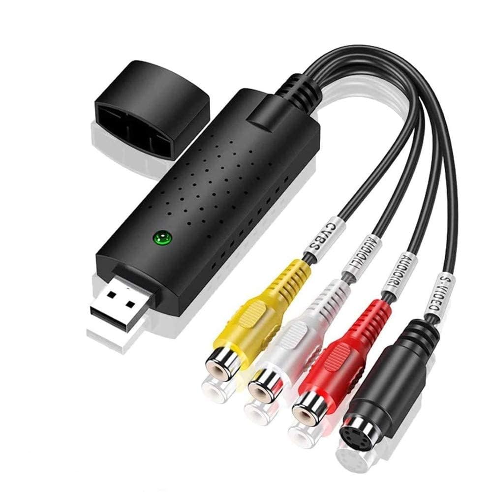 BIGTHREE Audio Video Grabber USB 2.0, Plug & Play Audio Video Converter, Video Adapter for Editing, Hi8 VHS to DVD, Digitize for Mac and Windows 10 with Scart/AV Converter Adapter