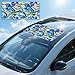 JOONOR Blue Iris Flowers Sunroof Film Floral Rainbow Effect Static Clings Window Privacy Film Sun Protection Stained Glass Decals for Car Moonroof & Side Windows, 17.72 x 35.43 Inch