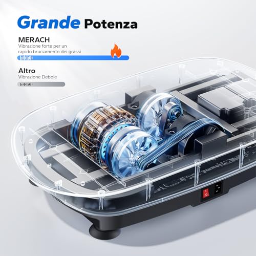 Merach Pedana Vibrante Dimagrante, Pedana Vibrante Silenziosa E Compatta Per Modellare Il Corpo E Rilassarsi, Con Comodo Cuscinetto In Silicone, Display A Led E Telecomando (Nero) - 5