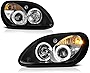[For 1998-2004 Mercedes-Benz R170 SLK-Class Halogen Model] LED Halo Ring Black Housing Projector Headlight Headlamp Assembly, Driver & Passenger Side
