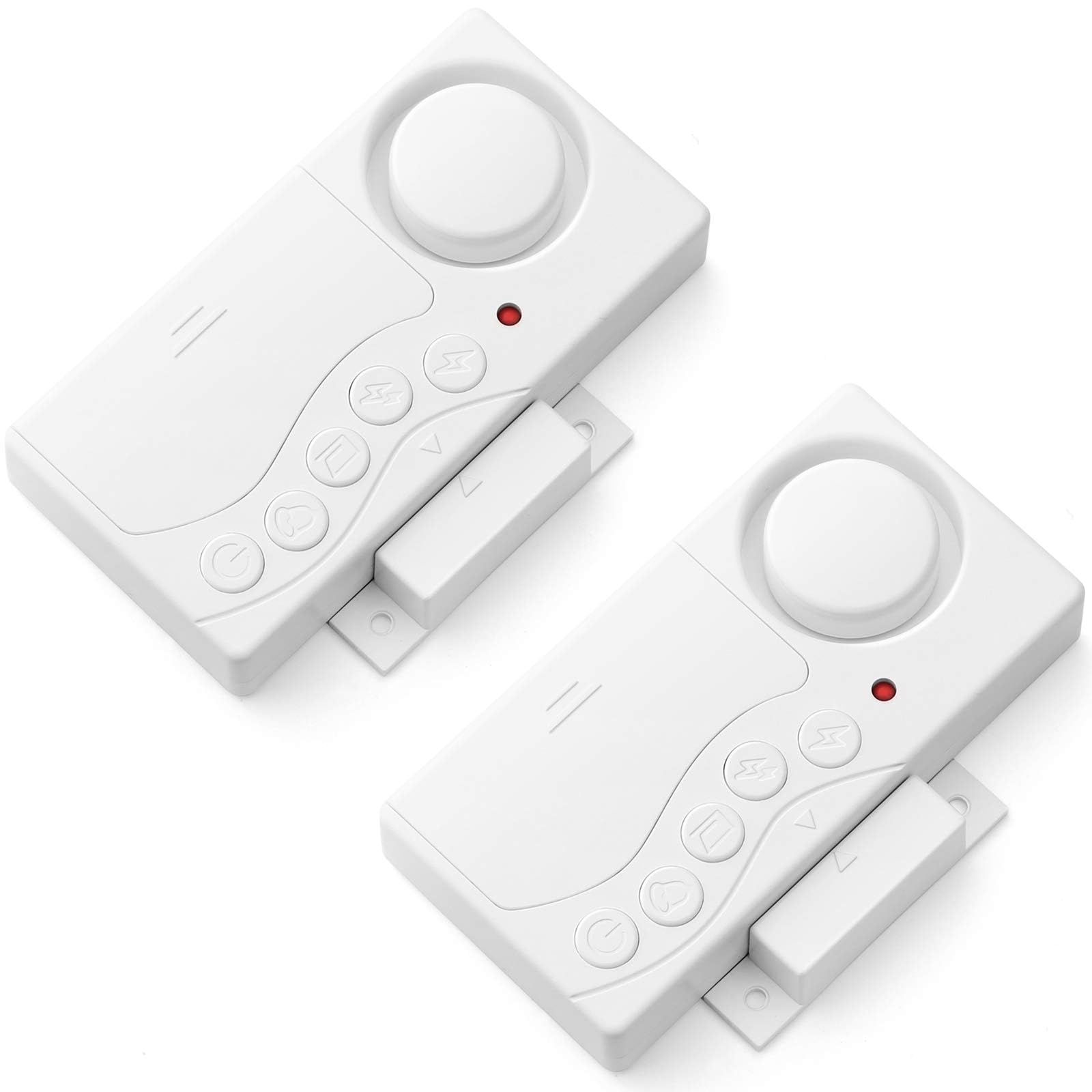 Freezer Door Alarm With Adjustable Delay - Wireless Fridge Sensor Chime, 4-in-1, 108dB Loud, 3/15/30/60 Seconds, 2 Pack (White)