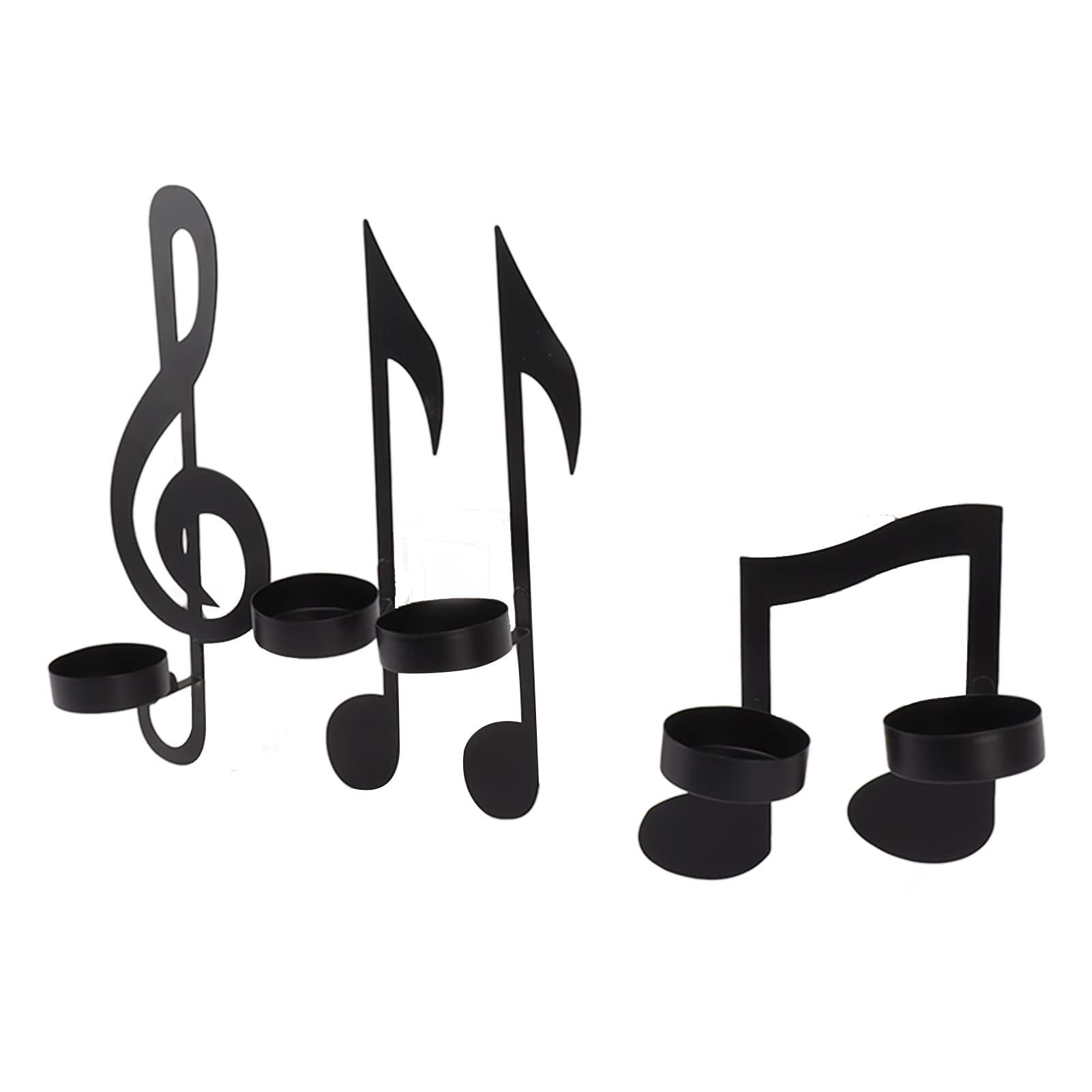 4Pcs Wall Candle Holder, Black Music Note Wall Sconce Candle Holder Iron Music Wall Art Wall Sconce Candlestick Music Decor Wall Mount Candlestick Music Notes Wall Decor