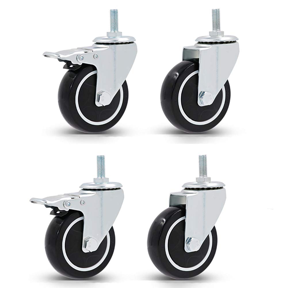 Dfhesdfd One Color Swivel Castors, 3 Inches/100Mm M12 With Brake Heavy Duty 400Kg For Industrial Transport Trolley Hospital 4 Pcs