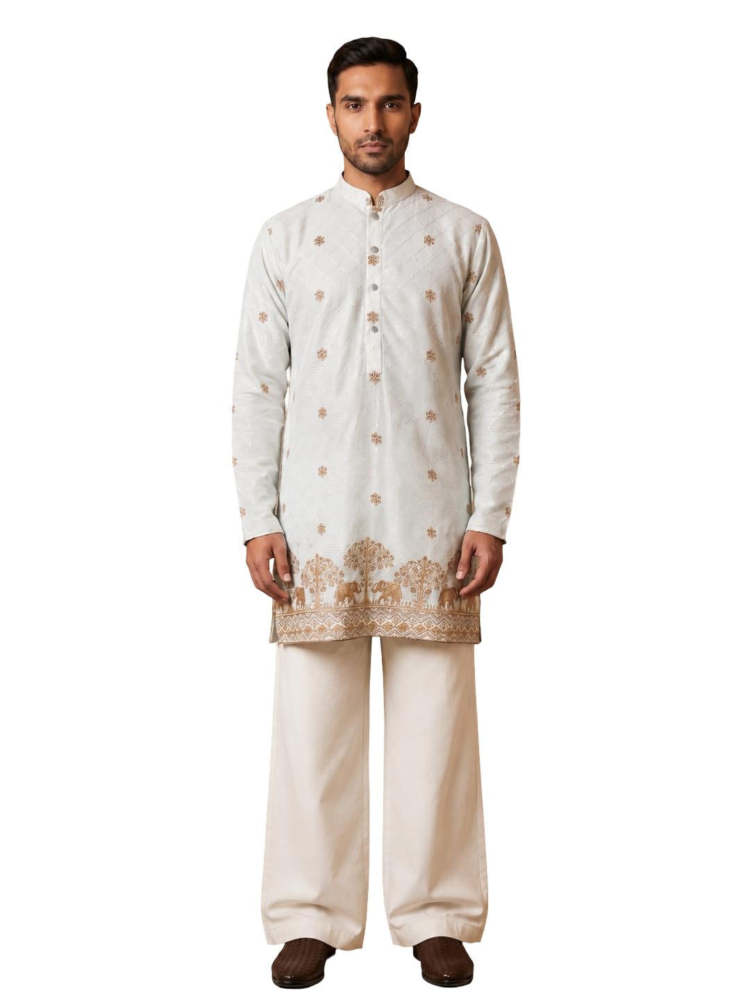 Premium Printed & Thread Work Kurta with Korean Pants-image-31