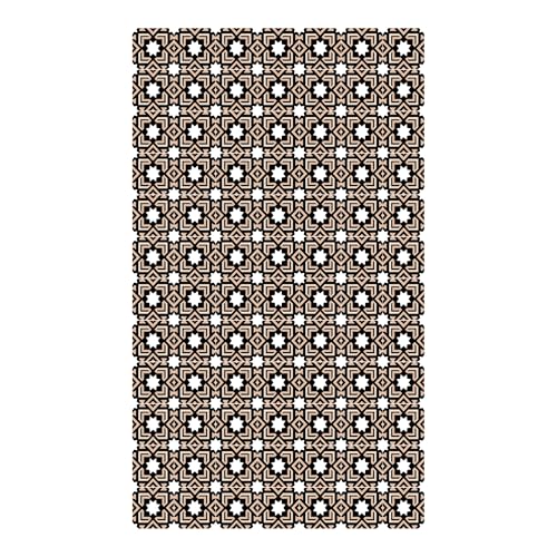 Printarama Antideslizante Alfombra Vinilica - Alfombra Antideslizante Auelo de Cocina, Baño, Dormitorio, Pasillo - 50x80cm Blanco, Azul, Marrón Lavable Alfombra Vinilica (Negro-Blanco, 50x80)