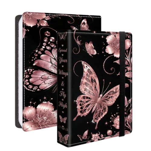 Image of Photo Album 4x6 120 Pockets Rose Gold Butterfly Floral