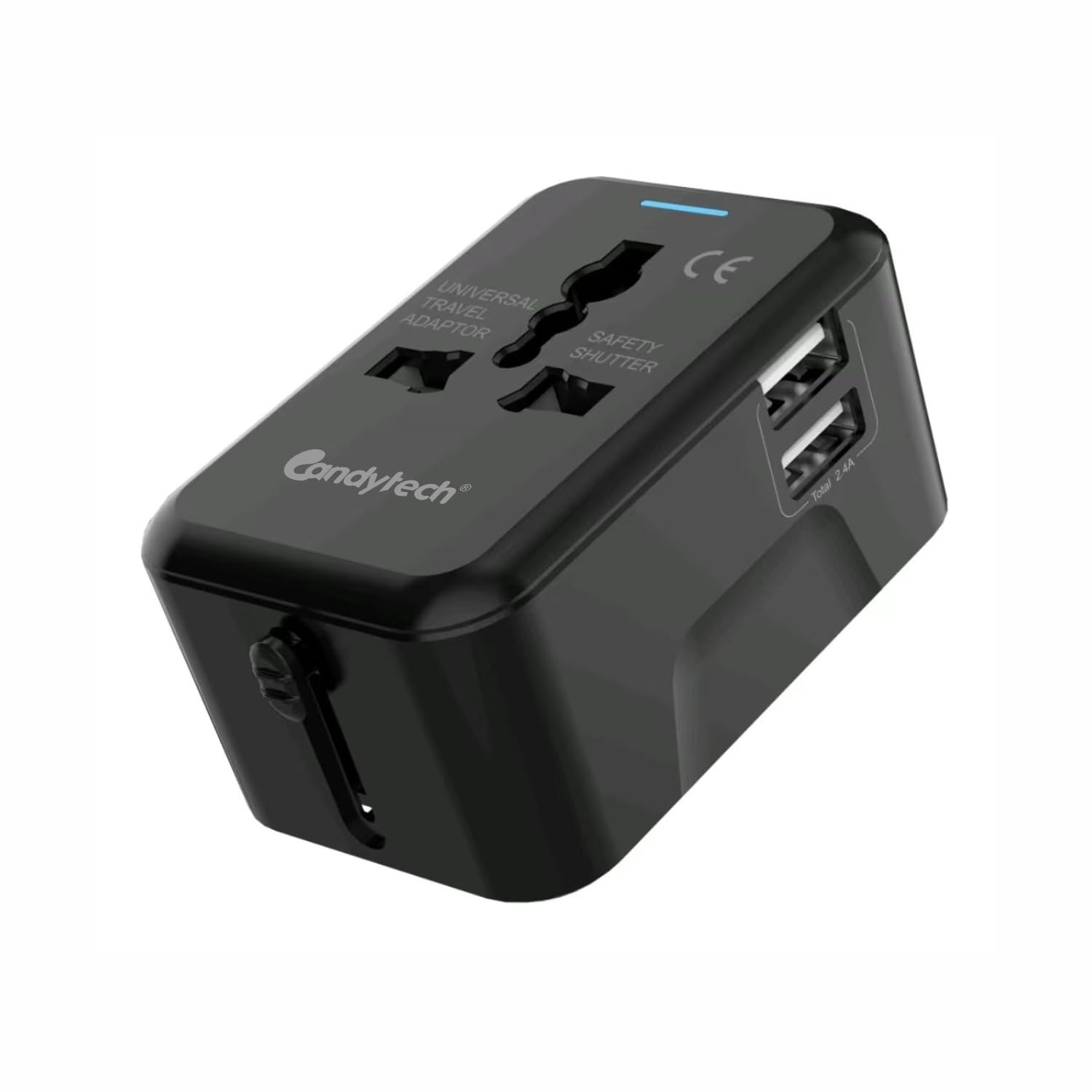 Candytech Universal Travel Adapter, International All in One Worldwide Travel Adapter and Wall Charger with USB Ports with Multi Type Power Outlet USB 2.1A,100-250 Voltage Travel Charger (Black)-picture-15