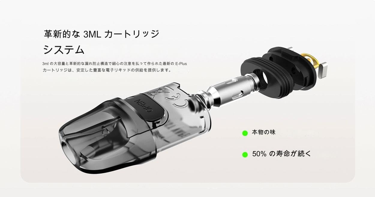 Exploded view of the 3ml E Plus cartridge system, showing its components.