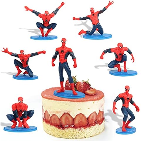 Gxhong 7 x Spiderman Cake Decoration Mini Figurine Ornaments Superhero Birthday Cake Topper for Children Birthday Party Baby Shower Cover