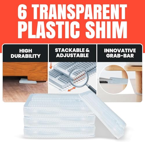 Image of Wobble Wedges Flexible Plastic Leveling Shims Made in the USA The Original Flexible Plastic Shims for Leveling Furniture, Tables, Toilets, Appliances & Other Home Improvement Projects Clear, 10-Pack
