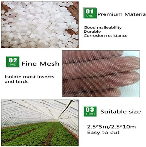 Insect Bird Netting Garden Vegetable Plant Protective Mesh Net Greenhouse Plant Barrier Fruit Flower Crops Mesh Cloth Anti Butterfly Netting Cover (2.5 * 10m)