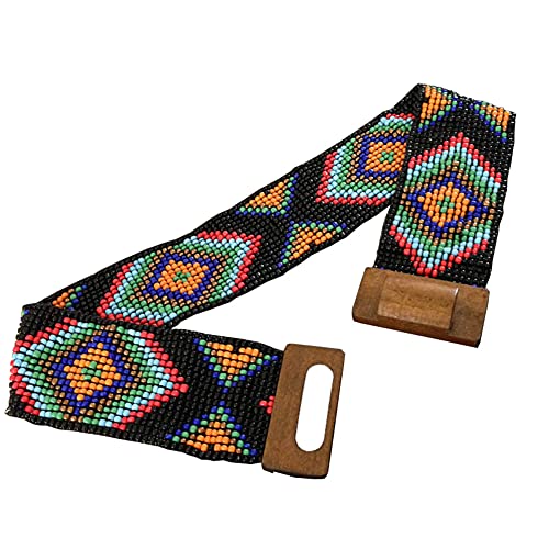 Tong Gu Women Glass Beaded Elastic Belt Wide Waistband Boho Bohemian Ethnic Obi Bead Basket Weave Belts2