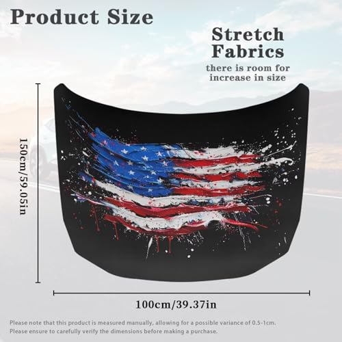Image of Car Hood Cover Protector,American Flag All Weather Easy Installation Breathable Print Stylish Hood Covers for Cars,Decoration Universal Car Accessories