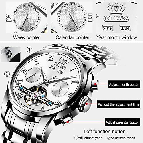 Image of OLEVS Automatic Mens Watch Self Winding Stainless Steel Gold Watch for Men