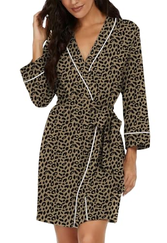 Image of PrinStory Womens Robe Knee Length Soft Knit Bathrobe S-2XL