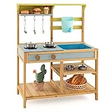 Costzon Wooden Kids Play Kitchen, Outdoor Mud...