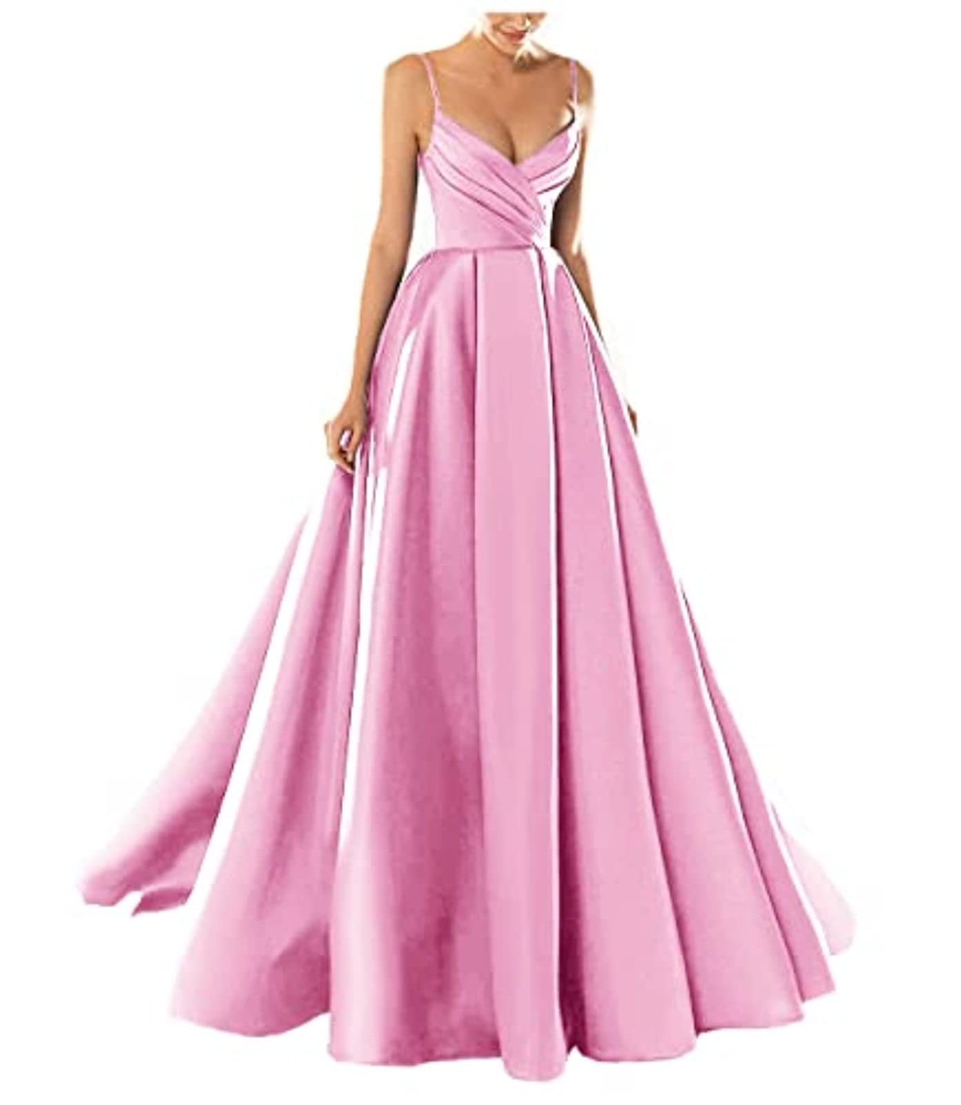 yhfshop Formal Long Evening Party Dress,Sexy V-Neck Spaghetti Strap Satin Evening Dress,Grape Purple,US8,Gowns Evening Bridesmaid Dresses — view 14