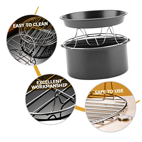 LIFKOME 1satz Air Fryer Zubehör Set Teiliges Back-set Mit Kuchenform Pizzablech Und Dampfgitter Aus Edelstahl Für Heißluftfritteusen Und Vielseitige Kochanwendungen – Bild 6