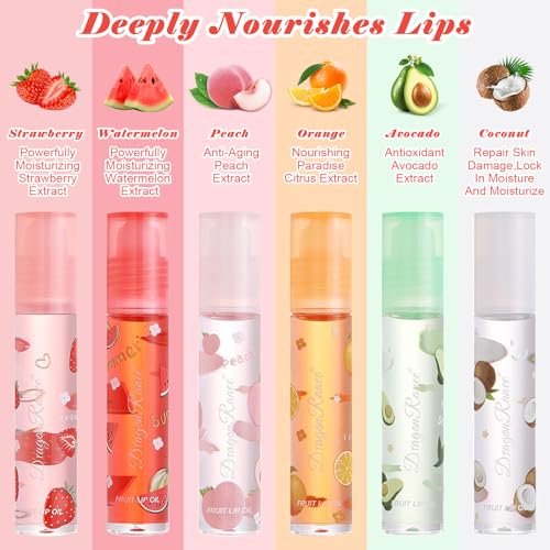 FEXPDL 6pcs Lip Gloss Set Hydrating Lip Oil Set Hydrating Lip Glow Oil Fruit Flavored Moisturizing Lipsticks Lip Gloss Sets For Teenage Girls Long Lasting Lip Glow Balm Lip Care for Women and Girls - Image 3
