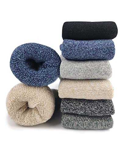 Chaussettes en laine pour homme,Chaussettes chaudes d'hiver en laine haute résistance,Élasticité,Cadeaux de Noël EU35-45, Gris foncé/gris clair/vert/beige/bleu denim/noir Cover