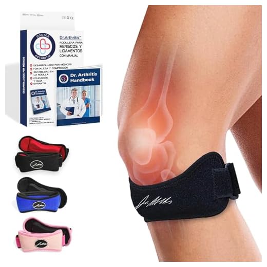 Dr. Arthritis Cinta Rotuliana Desarrollada por Médicos - Rodillera Compresión Tendinitis Patelar Síndrome Dolor Patelofemoral (Rodilla Corredor) y de la Cintilla Iliotibial, Condromalacia [Negra]