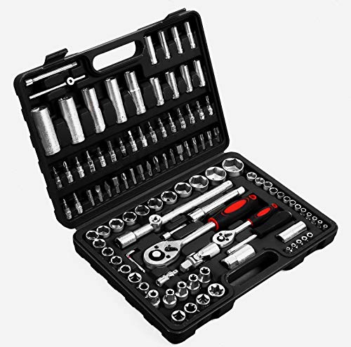 Ratschenkasten, Steckschlüssel Satz, 94-teilig Steckschlüssel und Bitsatz, Handwerkzeuge, Werkzeugkoffer, Ratsche 1 Ratschenkasten, Steckschlüssel Satz, 94-teilig Steckschlüssel und Bitsatz, Handwerkzeuge, Werkzeugkoffer, Ratsche