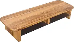 Suporte Monitor 70x22cm Madeira Teca Maciça Premium Stand Desk Elevado Top Teka Setup Gamer Minimalista
