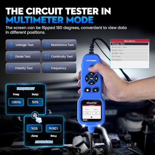 Image of Auto Circuit Probe Tester Kit All-in-One, 12 24V DC Multimeter Oscilloscope | Automotive Car Circuit Tester Digital Fuel Injector Battery Tester, Short Circuit Finder Resistance Relay Diode Fuse Tester