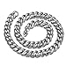 Men's 15mm Stainless Steel Silver Curb Link Chain Necklace, 26