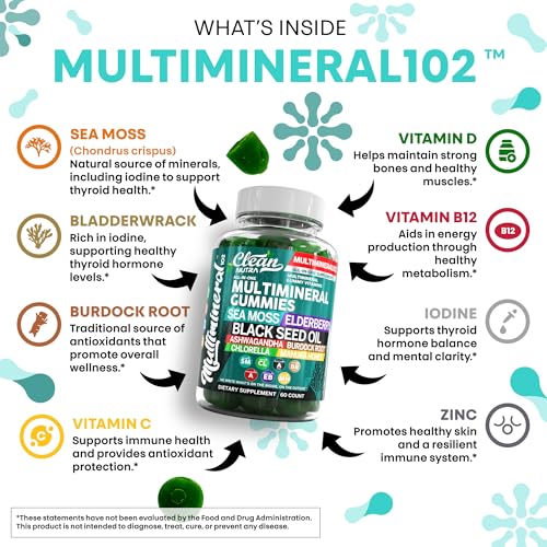 Sea Moss Gummies | Clinically Tested - Black Seed Oil Ashwagandha Elderberry Burdock Root Chlorella Manuka Honey - Vegan Irish Sea Moss Gummy Vitamins for Adults Kids Men Women - Green Apple Flavor - Image 4