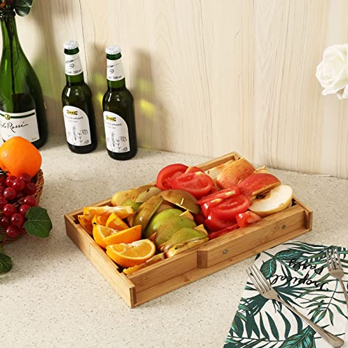 TQVAI Bamboo Bread Slicer, Bread Loaf Slicer Compact Chopping Cutting Board with Crumb Tray Stainless Steel Silverware for Homemade Bread, Cake, Bagels, Original - Thumbnail 3
