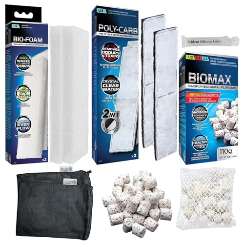 Image of U4 Underwater Filter Media Maintenance & Replacement Filter Media Kit, Including Trident Mesh Bags(U4 Underwater Bio-Foam Pad, U4 BioMax, U4 Poly-Carb Cartridge)