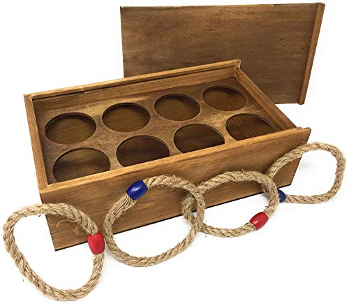 Perfect Life Ideas Bottle Ring Toss Game - Vintage Wooden Rings Carnival Games