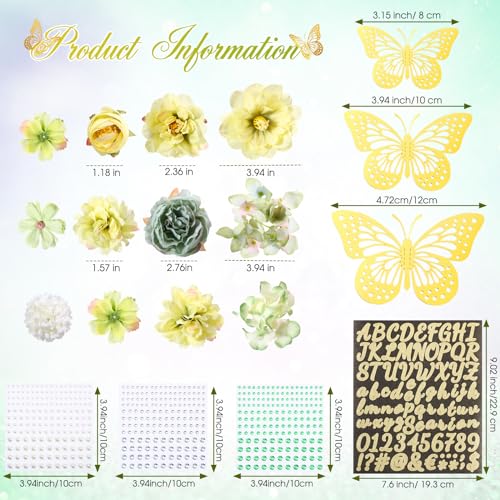Kits de decoración de gorra autoadhesivos con mariposas y flores 2