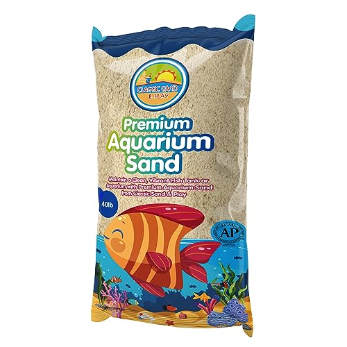 CLASSIC SAND & PLAY Natural Aquarium Sand for Freshwater and Saltwater Tanks, 40 lb. Bag, Improves Filter Life and Filtration Process, Pre-Washed Fine Sand, Natural