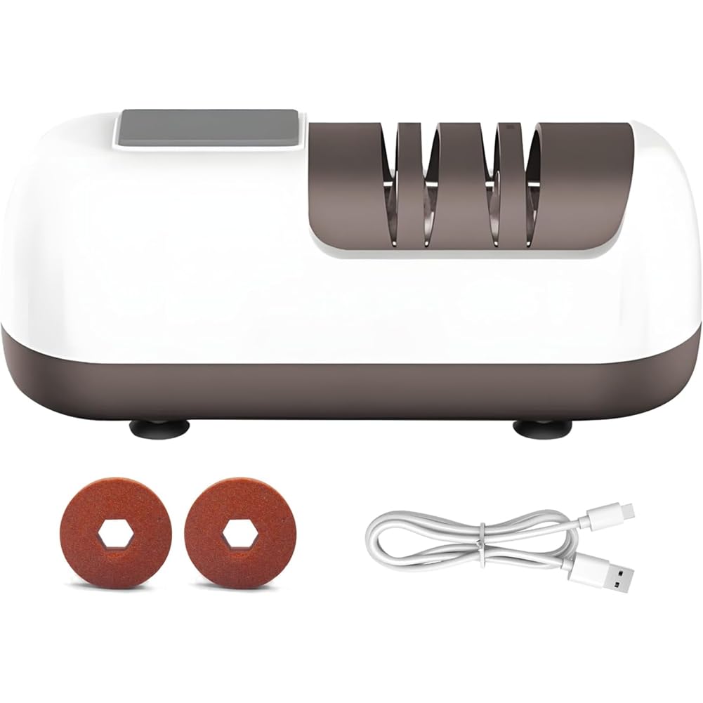 CTRLZS Electric Knife Sharpener, Cordless 2 Stage Professional Sharpening System for Kitchen Knives Scissors Easy Operation Knifs