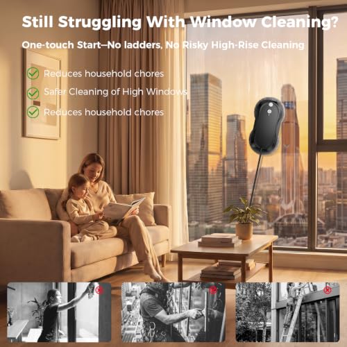 Image of KKI Window Cleaning Robot, Auto-Dual Spray,for High-Rise Windows 4min /㎡ | Robot Window Cleaner Dual Max 6400pa, Inside Outside 3 Cleaning Modes,Remote Control ,Anti-drop,UPS Battery 10Cloths