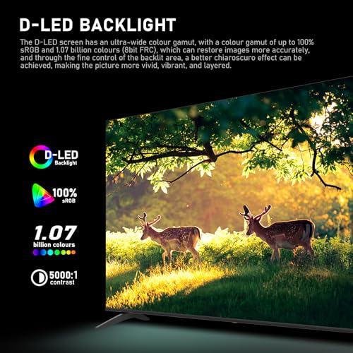 75 inch UHD 4K Smart TV, D-LED backlight Television, Borderless Design,HDMI USB DVB-T2/S2 RJ45 Interface, large screen for living room, bedroom, home entertainment - black - Image 4